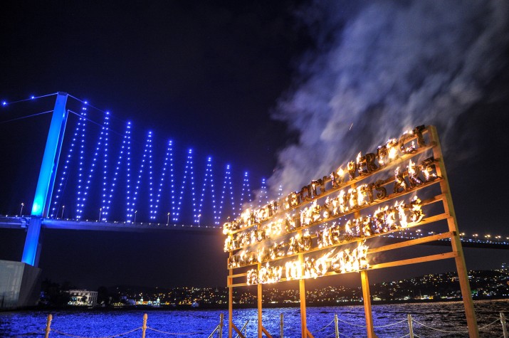 Robert Montgomery Fire Poem Performance