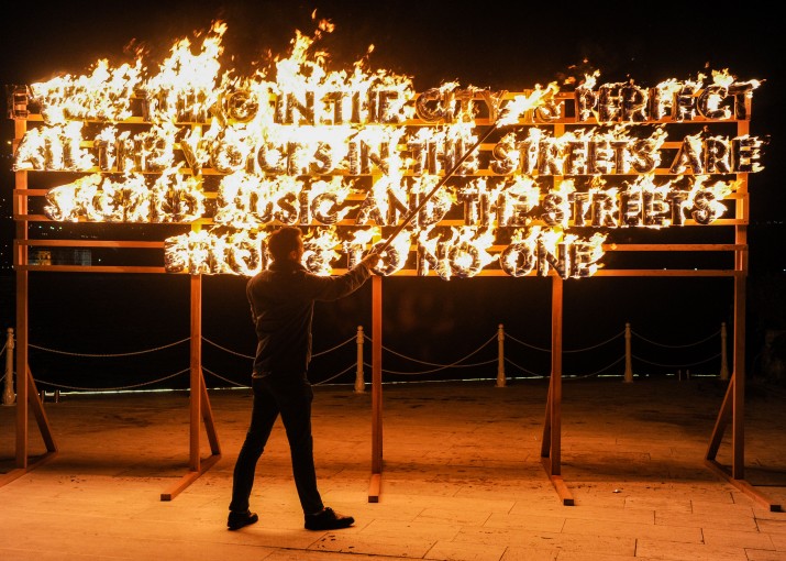 Robert Montgomery Fire Poem Performance